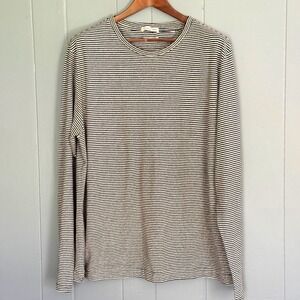 Mens XXL Organic Cotton Hemp Stripe Crewneck Long Sleeve Tee Granola Sustainable